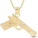 AFFY Eagle Pistol Gun Pendant Necklace in 14k Gold Over Sterling Silver