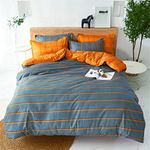 FANSU Double Duvet Cover Set Orange & Grey Double Side Bedding Set 4 pcs with Bed Sheet and Pillow Cases, Microfiber Reversible Double Duvet Cover Non Iron Luxury(200 x 200 cm)