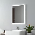 EMKE 450 X 600 mm Backlit Illuminated Bluetooth Bathroom Mirror with Shaver Socket, Wall Mounted Multifunction Bathroom Vanity Mirror with LED Lights and Demister Pad, Energy-Saving LED Smart Mirrors