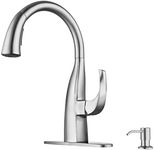 WOWOW Kitchen Faucets with Sprayer:Pull Down Kitchen Faucet with Dual Function Sprayer,Single Handle, Leak Free 360 Degree Rotatory Elegant Gooseneck Kitchen Faucet with Soap Dispenser(Brushed Nickel)