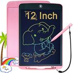 LCD Writing Tablet for Kids, 12 Inch Drawing Tablet Erasable Doodle Board Electronic Toys for Toddlers, Educational Learning Gifts for 3 4 5 6 7 8 Years Old Boys Girls, Pink