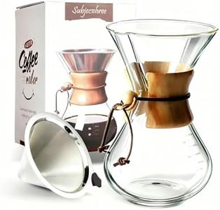 Subjectthree Pour Over Coffee Maker Set 8 Cup Glass Coffee Pot Dripper Carafe with Filter (8 Cup/28 oz)