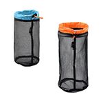 HLIWS 2 Pcs Black Nylon Storage Drawstring Mesh Bag,Durable Net Bag,Small Travel Stuff Sack for Cosmetics Shower Gels Outdoor Tools(S+M)