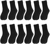 Falari 12-Pack Boy Toddler Kids Cotton Crew Socks, Black, 2-4T