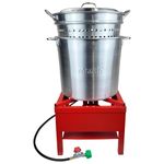 Martin 42-Qt Outdoor Boiling Kit - 65,000 BTU Propane Burner with Large Aluminum Stock Pot, Strainer Steamer Basket & Lid; Boiler Stove for Crawfish & Seafood Boils, Cooking Corn on the Cob & Canning