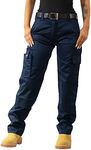 MIG Womens Cargo Combat Work Trousers - Built with Knee pad Pockets, Ideal Tactical Trousers for Women Workwear (Navy - 14 Short)