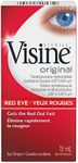 Visine Original Eye Drops, Eye Irritation, Dust, Smoke, Dry Eyes, Red Eyes, Tetrahydrozoline Hydrochloride Ophthalmic, 15mL