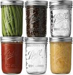 Ash & Roh Glass Mason Jars Full Mouth - Glass Jars With Metal Airtight Lids Perfect Meal Prep, Food Storage, Canning, Drinking Jars, For Jelly, Jam, Dry Food, Spices, Herbs-500 Ml (6) - Clear