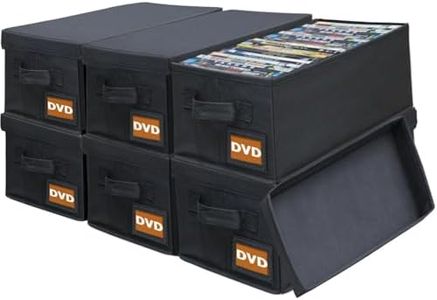 Salajory DVD Storage Boxes - 6 Pack DVD Case Holder Organizer - 15.7" x 7.9" x 5.7", Holds 24 DVDs | 44 DVDs Slim Discs, Desktop or Closet DVD Organizer Can Store CDs | Cards | Video | Game