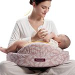 momcozy Memory Foam Nursing Pillow, Ergonomic Breastfeeding Cushion with Safety Fence, Wide Support & Adjustable Strap, Removable Cotton Cover, Pink