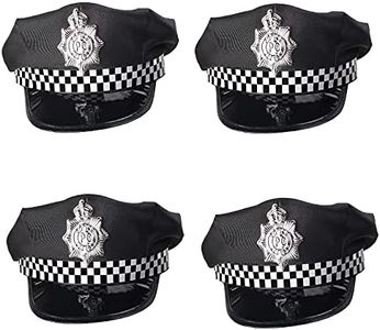 Yewong 4 Pieces Police Hat Police Officer Costume Accessory for Cop Policeman Halloween Costume Cosplay Party