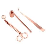 MUXSAM 3 in 1 Candle Accessory Set, Candle Wick Trimmer, Candle Wick Dipper, Candle Wick Snuffer, Candle Cutter Candle Care Tools Gift for Scented Candles Lovers(Rose Gold)