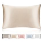 SILKTALE 100% Mulberry Silk Pillowcase for Hair and Skin,Both Sides Geniune Silk Bed Pillow Case with Hidden Zipper,19 Momme Grade 6A,1pc,Taupe,Standard Size 50x65cm