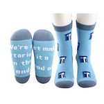 MBMSO TV Show Socks 2 Pairs We're All Stories in the End just Make it a Good One Police Box Socks Inspirational Quotes Socks (TV Show Socks)