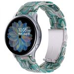 Miimall Resin Strap for Samsung Galaxy Watch 7 FE 6 5 4 40mm 44mm/6 Classic 43mm 47mm/5 Pro/4 Classic, 20mm Lightweight Band with Stainless Steel Buckle Wristband for Galaxy Watch 7(Facebook Green)