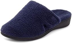 Vionic Indulge Gemma Women's Mule Slippers Soft House Shoes That Includes Three-Zone Comfort for Heel Pain and Plantar Fasciitis with Orthotic Insole Arch Support Medium Fit Navy UK 7