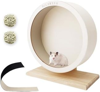 11.42in Silent Hamster Wheel with 2 Natural Chew Toys - Wooden Exercise Wheel with Removable Track, Quiet Spinner for Gerbils, Mice, Hamsters,Mouse,Syrian Hamster(11.42in)