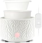 Electric Wax Melt Burner - Oil Burner Scented Candle Warmer with 4 Timer & 1pc Silicone Dish Ceramic 4-in-1 Wax Melts Warmer for Home Office Bedroom Aromatherapy Gift and Decor