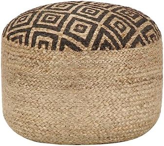 vidaXL Handmade Pouffe Fancy Decorative Home Décor Living Room Interior Pouf Foot Rest Stool Round Ottoman Pouffe Furniture Black Jute