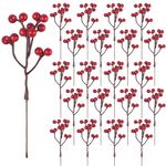 48 Pack Artificial Red Berry Stems, 7.1 Inch Burgundy Red Berry Picks Holly Berries Branches for Christmas Tree Decorations Crafts Wedding Holiday Season Winter Décor Home Decor