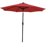 Sunnydaze 9-Foot Patio Umbrella with Solar LED Lights and Push Button Tilt - Aluminum Pole and Polyester Canopy - Red