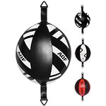 AQF Leather Double End Dodge Speed Ball MMA Boxing Ceiling Punching Bag Training (Black & White)