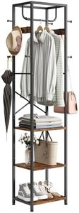 ELYKEN Coat Rack Freestanding, Hall Tree with 3 Storage Shelves and 12 Hooks, Industrial Clothes Rack Stand Organizer for Bedroom, Hallway, Entryway, Office, Living Room, Rustic Brown