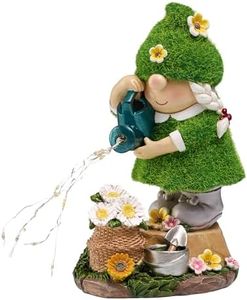 TERESA'S COLLECTIONS Ornements de jardin en plein air, jolis gonks d'arrosage avec lampes solaires, série de nains de famille, ornements en résine étanche, décorations de jardin, cadeaux de 20,5 cm