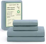 LANE LINEN 100% Organic Cotton RV Queen Sheets Set, 4-Piece Pure Organic Cotton Percale Sheets Short Queen, Cotton Bedsheets, Ultra Soft Bedding Sheets, Fits Mattress Upto 15" Deep - French Blue