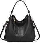 INOVERA (LABEL) Faux Leather Women Handbags Shoulder Hobo Bag Ladies Big Purse With Long Strap (Black)