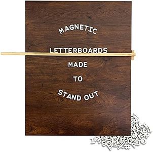 Jut Made Magnetic Letter Board – Changeable Message Sign for Home, Office and Room Décor – 16x20 Inch – Walnut Wood Frame with White Letters