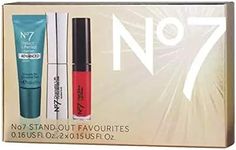 Boots No7 Stand Out Favorites Gift Box including Protect and Perfect Intense Advance Serum, High Shine Lip Gloss Roaring Red and Dramatic Lift Mascara Black