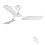 CJOY Ceiling Fans with Lights, Ceiling Fans with Lights and Remote Control, 42'' Ceiling Fans with Lamps Dimmable, 6 Speeds Ceiling Fan White 3 Blades Quiet DC Reversible Fans for Bedroom