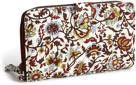 Vera Bradley Women's Cotton Large Tab Wallet, Marrakesh Vines Cream, One Size