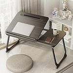 Laptop Desk for Bed, Adjustable Laptop Stand with 5 Adjustable Angles, Portable Lap Tray Table with USB Charge Port and Cup Holder, Laptop Bed Desk Tray for Writing Reading Working