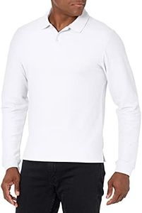 IZOD Young Men's Long Sleeve Pique Polo, White, 40-41