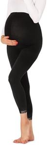Be Mammy Damen 7/8 Umstandsleggings BE20-262(Schwarz,M)