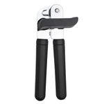 Versa Essentials Can Opener, Stainless Steel Manual Tin Opener, Ergonomic Turning Knob, Non-Slip Handle (Black)