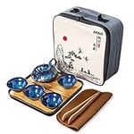 Japanese Tea Set, Travel tea set, Chinese Gongfu Tea Set, Portable All in One Gift Bag for Travel, Home, Gifting, Outdoor and Office (Mini Tea Sets）