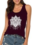 QAUN Womens Sunflower Shirts: Flower Graphic Tank Tops Summer Print Sleeveless Tops Vacation Racerback Tees(Purple, X-Large)