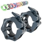 WARM BODY COLD MIND - Premium 2 inch Olympic Barbell Clamps, Weightlifting Collars, Weight Clips for Bars, Olympic Weight Lifting Clips, Bar Clamps - Gym Accessories Strength Training (Gray)