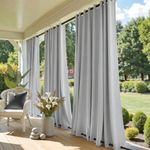 NICETOWN Waterproof Outdoor Curtains for Gazebo, Grommet on top and Bottom Windproof Outdoor Living Dividers for Valley/Cabana, Set of 2, W52 x L84, Greyish White