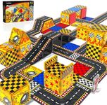 GobiDex Magnetic Tiles Car Toys, Magnet Tiles Building Blocks Road Race Car Track for Toddlers Sensory STEM Preschool Toys for Kids Ages 3-5 4-8, Birthday Gift for 3+ Year Old Boys Girls Kids Toys