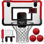 YIMORE Basketball Hoop for Kids Automatic Scoring Indoor Basketball Hoop, Mini Basketball Hoop Wall Mounted with 3 Balls Toy for Girls Boys Age 5 6 7 8 9 10 (red)