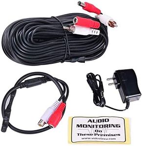 VideoSecu High Sensitive Pre-amp Microphone Mic Audio Pickup Device Kit Sound Voice Collecting with Power Supply and 50 Feet Cable MIC01 WE6