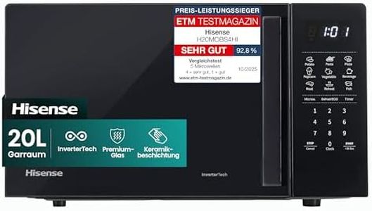 Hisense H20MOBS4HI Mikrowelle /20 L /700W /InverterTech/Keramikbeschichtung/Maßgeschneidert, Mehrphasiges Kochen/Auftaufunktion/Auto-Programm/Eco mode/10 Leistungsstufen/Kindersicherung/Schwarz