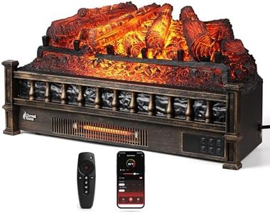 TURBRO Eternal Flame 26 in. WiFi Infrared Quartz Electric Fireplace Log Heater with Sound Crackling, Realistic Pinewood Logs, Adjustable Flame Colors, Remote Control, Thermostat, Timer, 1500W Bronze