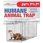 Heavy Duty Catch Release Medium Live Humane Animal Cage Trap for Rats, Squirrels, Chipmunks, Weasels 24x7x7