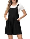 Maternity Short Jumpsuit Summer Casual Adjustable Strap Loose Linen Short Bib Overalls Rompers Black XL