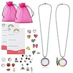 Friendship Necklace Locket Craft Kit for Girls, Jewelry Making Set Including 2 Lockets Plus Charms